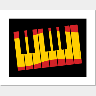 Spanish Flag Piano Pianist Spain Posters and Art